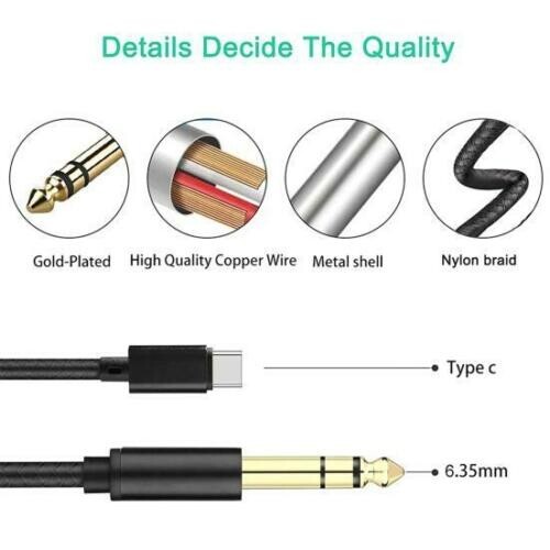 Aux Cable Type C to 3.5mm Samsung USB C Male For Car Stereo Audio Adapter Jack - Picture 3 of 4