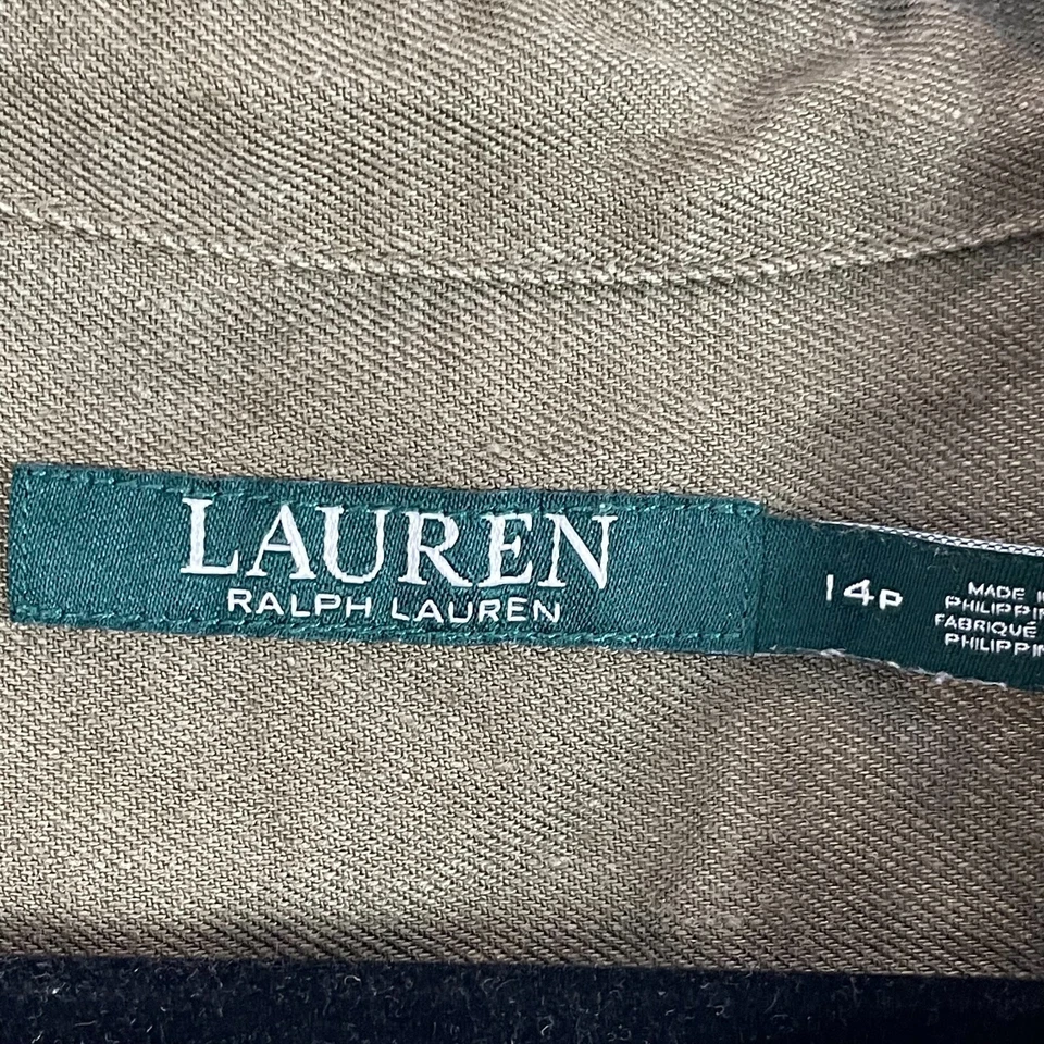 Женский комбинезон Ralph Lauren 14 Petite из зеленой льняной смеси с карманами без рукавов - Изображение 3 из 4
