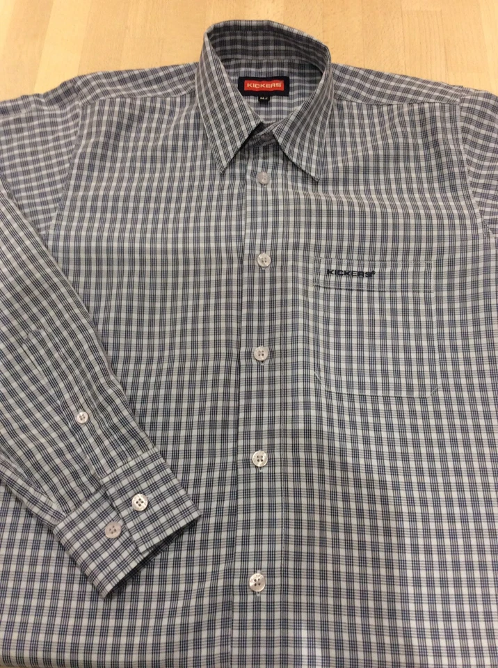 Kickers Blue Checked Shirt Longsleeve Boys Youth Size M/L - Image 2 of 4