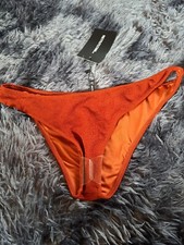 PLT Rust Brown Mini Crinkle Cheeky Bum Bikini Bottom Size 12 BNWT