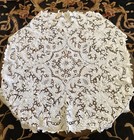 Antique Pre Victorian Table Topper Needle Tape Lace w Loops & Scalloping 33 In
