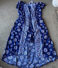 Girls Justice Floral Patterned Shorts Romper With Train Dress - Blue/Pink, 20PL