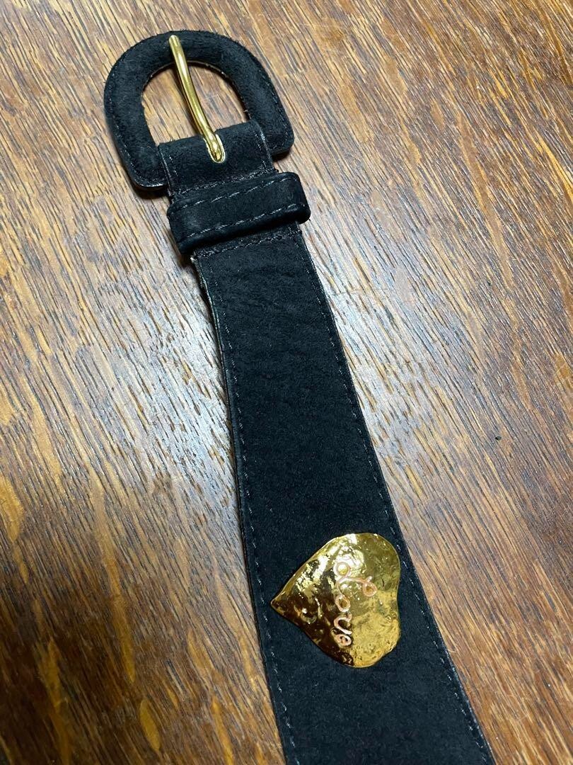 Vintage Yves Saint Laurent Suede Leather Belt Black Heart