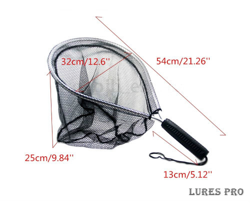 Fly Fishing Landing Handle Net Nomad Rubber Fish Nylon Mesh Trout Bag Tackle
