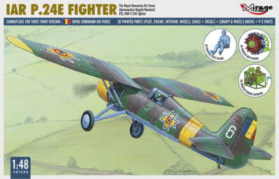 MIRAGE 481006 1:48 PZL/IAR P.24E Fighter Romanian Air Force (w/ 3D printed parts