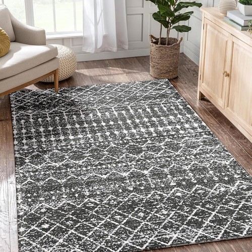 Stylish Moroccan 3'x5' Accent Rug - Washable Non-Slip Carpet for Indoor/Outdoor - Picture 8 of 9