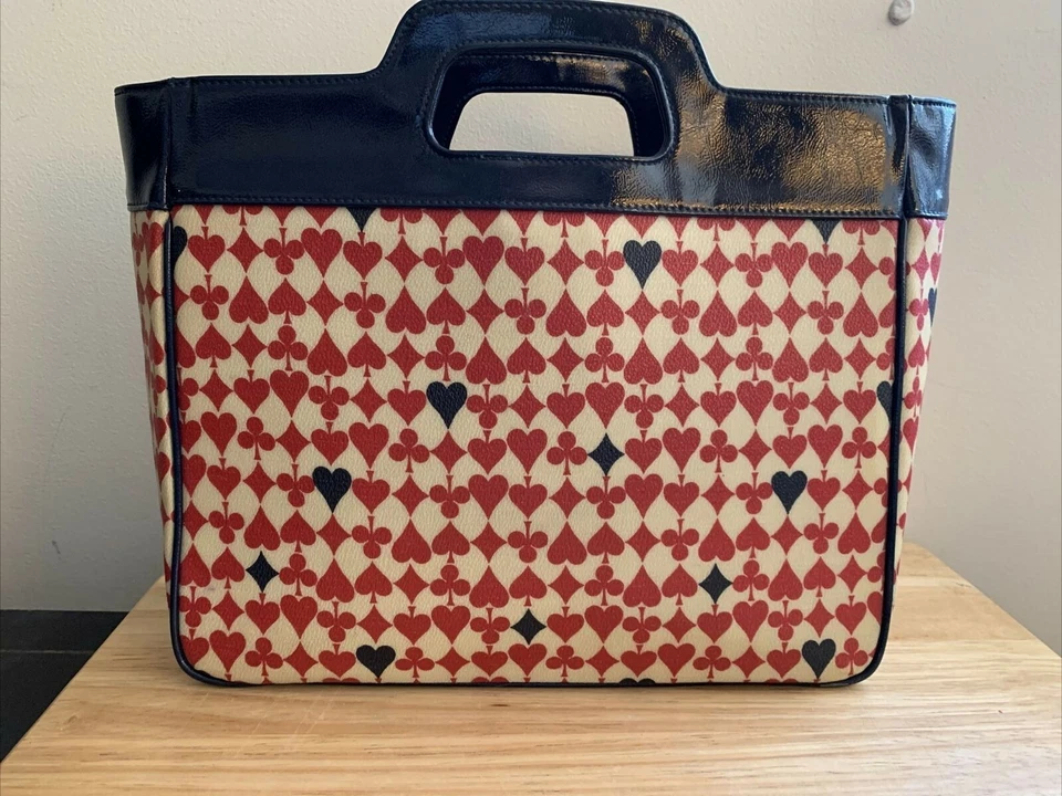 Samantha Thavasa 钱包 托特包 俱乐部 心形钻石 黑桃 10 1/2 x 12 3/4 x 4 — 第 2/4 张图片