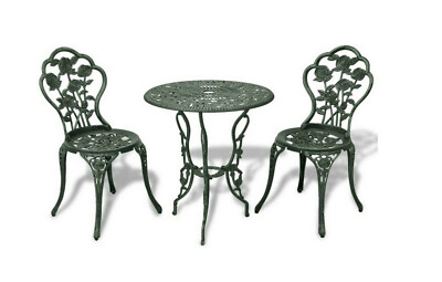 3pc Bistro Set Outdoor Garden Furniture Table Chairs Patio Green Cast