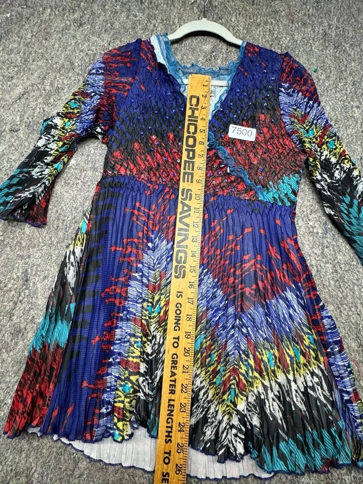 Vestido para mujer Alberto Makali adornado lentejuelas acanaladas plisado talla M Foto 4 de 4