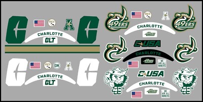 FULL SIZE UNC Charlotte 49ers Helmet Alternate Decals - 5 designs to choose from