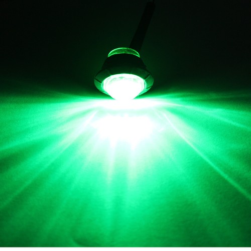 10 Pcs 3 LED Green Light Bullet Round 3/4" 12V Mini Side Marker Trailer Truck RV - Picture 2 of 8