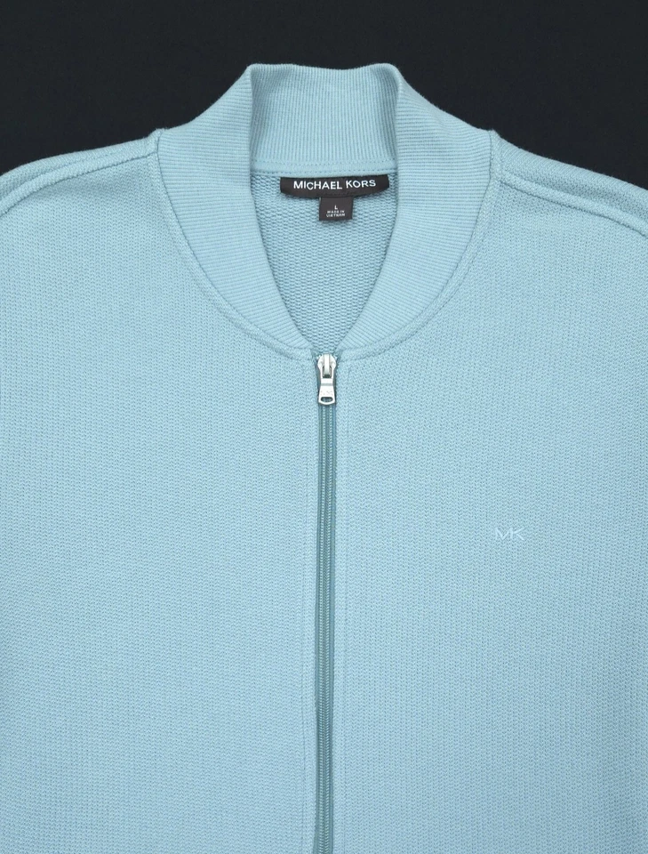 Cárdigan Michael Kors Para Hombres L Cremallera Completa Suéter Mezcla de Algodón Bolsillos Pistacho Nuevo con Etiquetas Foto 2 de 4
