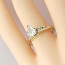 1.71CT Pear Diamond Lab-Created Engagement Wedding Ring 14K Yellow Gold Plated