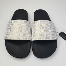 adidas men's adilette three stripe life comfort slides