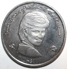 BRITISH VIRGIN ISLANDS - One Dollar Coin 2002 - KM#204 - Princess Diana QEII One