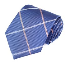 Men's Blue Plaid Tie by PAUL FREDRICK 100 Silk Made in USA 56  L x 3.75"W