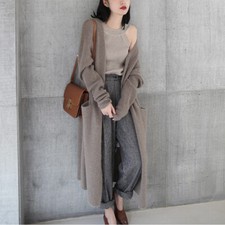 Maglione Da Donna In Maglia Giacca Cardigan Capospalla Lungo Jumper Largo Casual