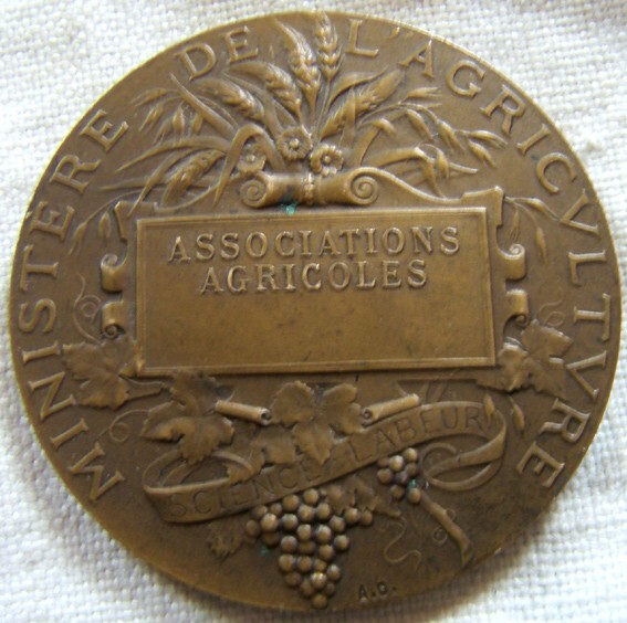 MÉDAILLE EN ARGENT enseignement agricole signée alphée Dubois EUR 55,00 - FR
