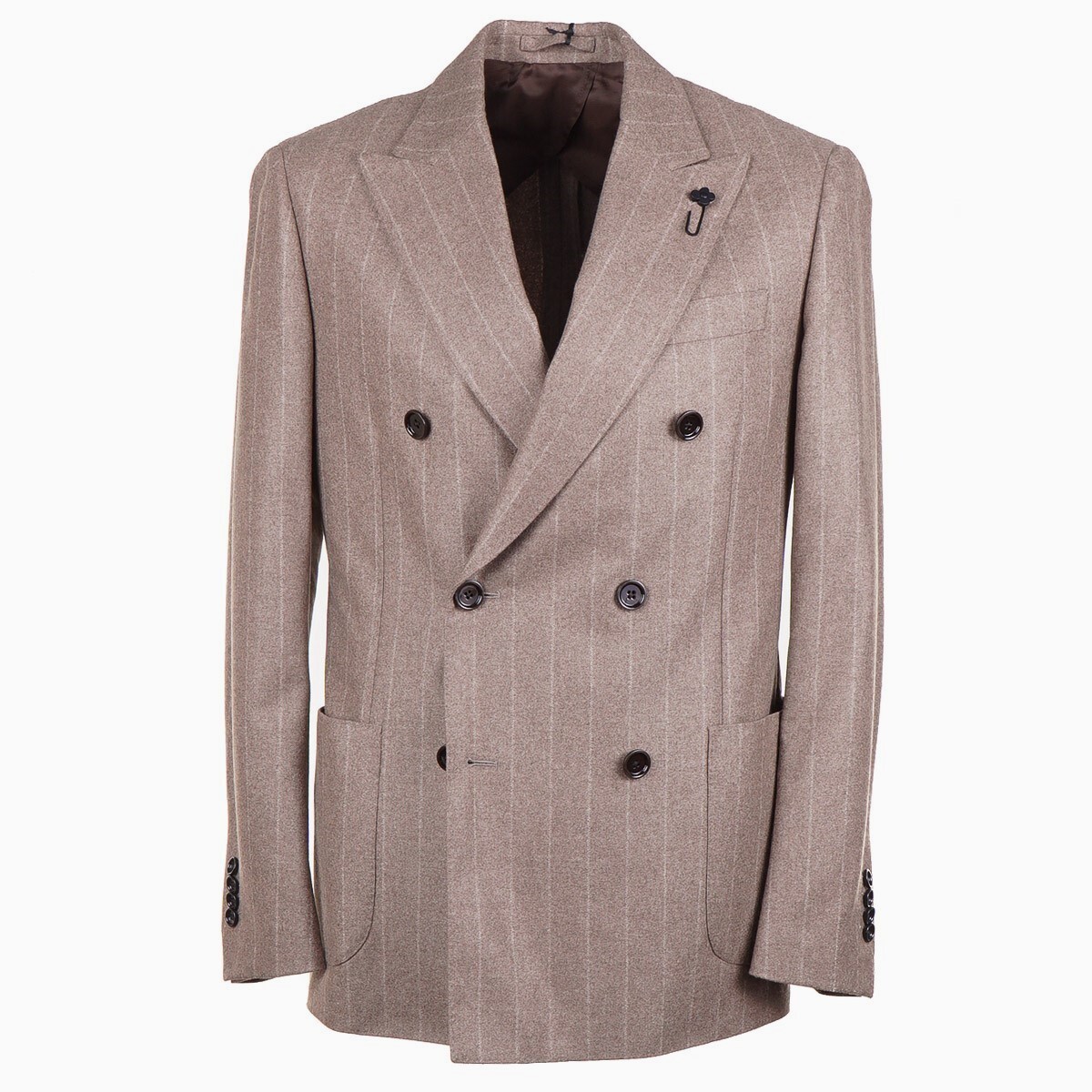 Lardini Light Brown Chalk Stripe Loro Piana Cashmere Suit 40R (Eu 