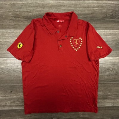 Scuderia Ferrari Polo Shirt Mens Large Red F1 Formula 1 Racing Puma Italy Flag