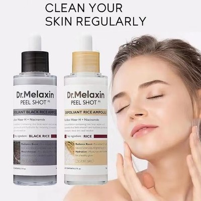 Dr.Melaxin Peel Shot Glow ivory and Black Rice Ampoule Duo Soft Exfoliating Acid