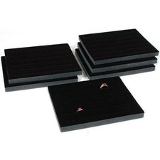 Six 36 Ring Black Foam Jewelry Display Tray Inserts 7 3/4" x 6 3/4"