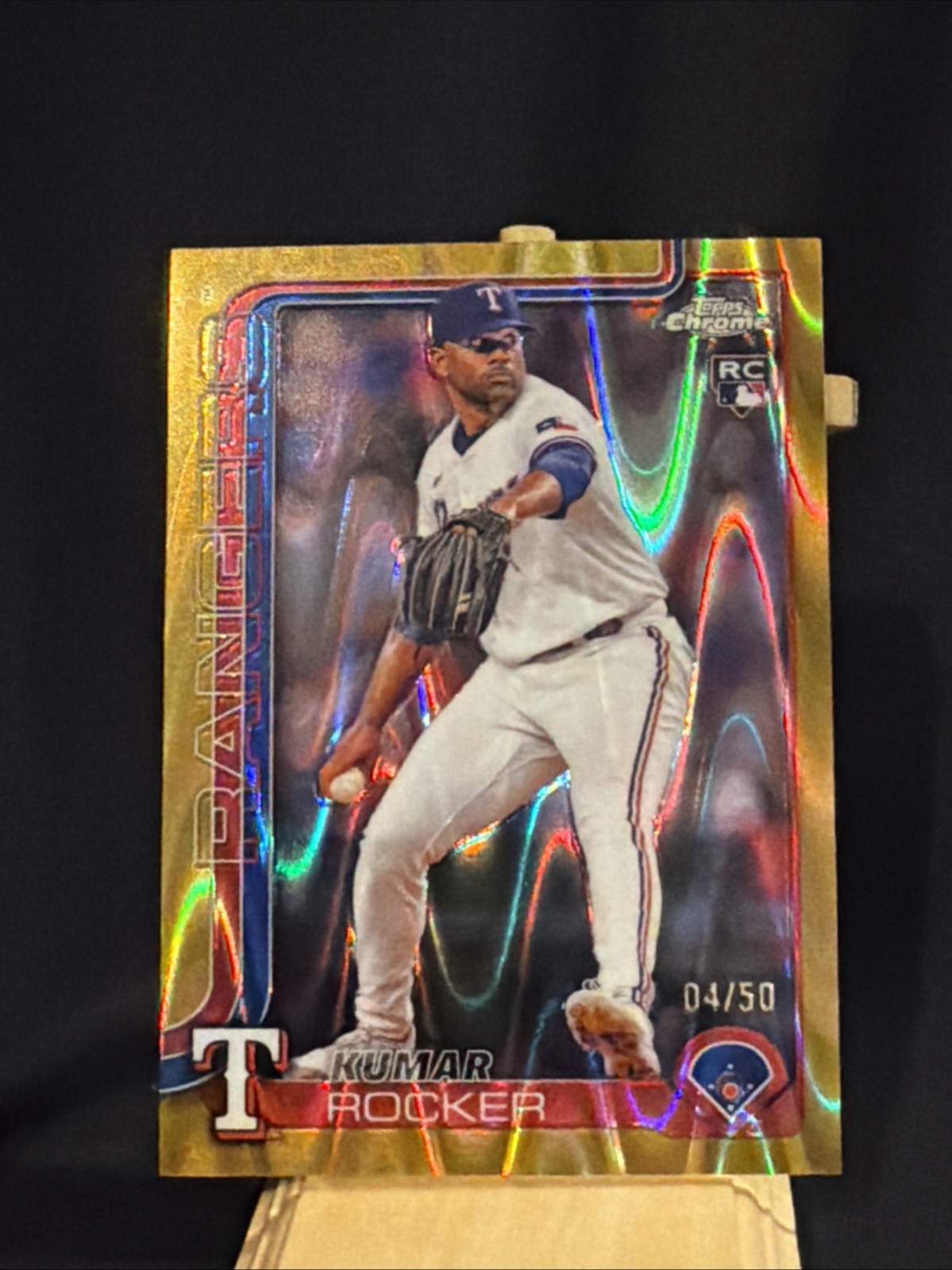 2025 Topps Chrome - Kumar Rocker #73 RayWave Refractor (RC) Gold /50
