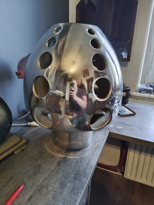 Rare Vintage 1970s Space Age Metal Table Lamp   Mid-Century Futuristic Mushroom