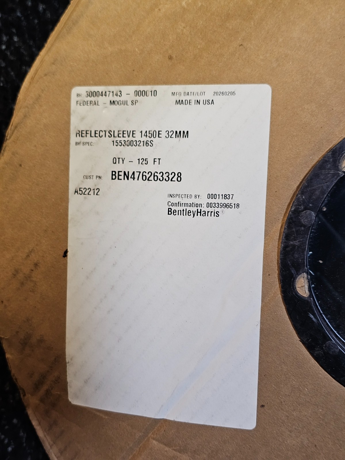 Bentley Harris 476263328 Shield Tube Heat Reflect Sleeve, 1.25in x 125 ft.