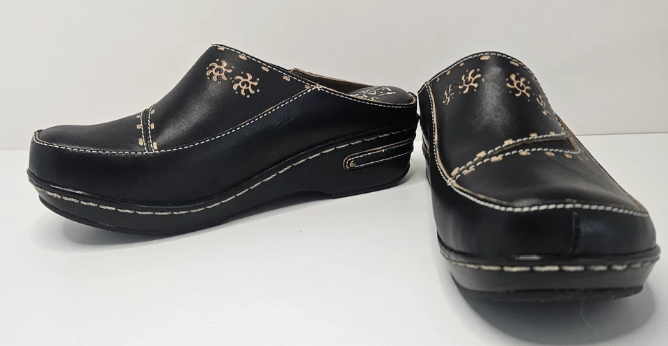 Spring Step L’ Artiste Chino Black Leather Clog Size 37 US Size 6.5 - Image 3 of 4