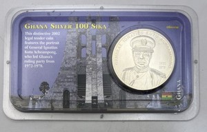 2002 Ghana Silver 100 Sika General Ignatius .925 Silver 