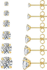 6 Pairs Stud Earrings Set, Hypoallergenic Cubic Zirconia 316L Earrings Stainless