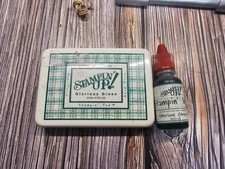 STAMPIN' UP GLORIOUS GREEN Classic Ink pad  7/8 FULL REFILL Old Style LINEN