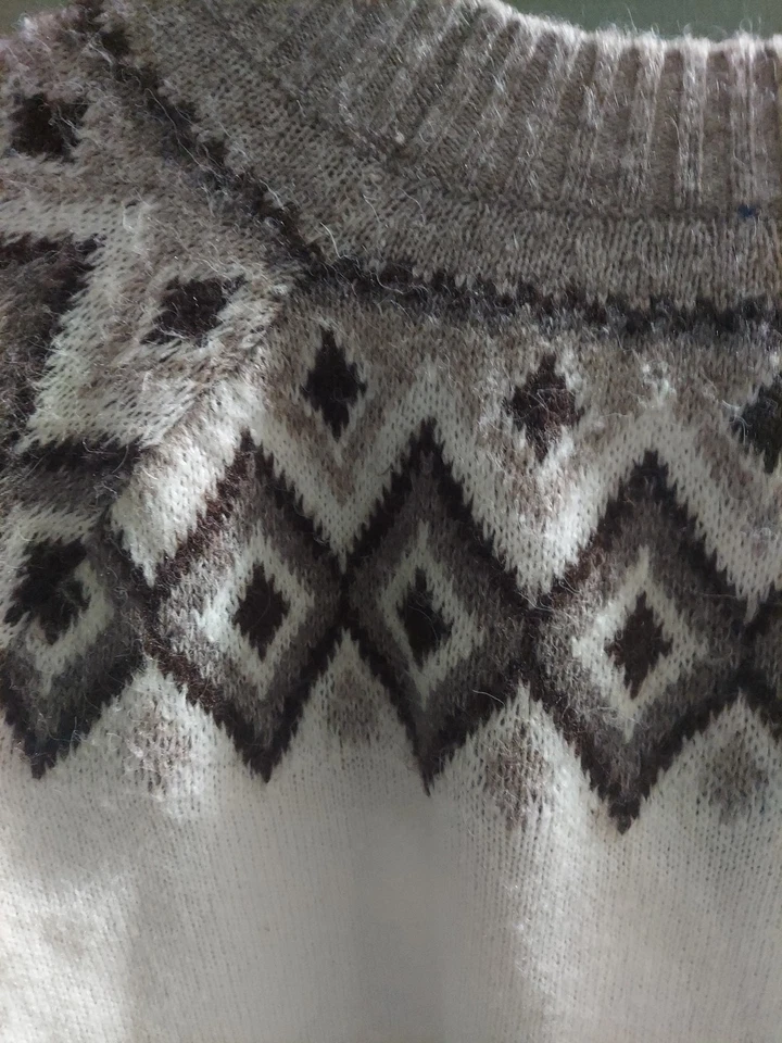 Suéter Old Navy Para Niñas Talla L (10-12) Marrón Crema Crochet Tejido Manga Larga Top Foto 3 de 4