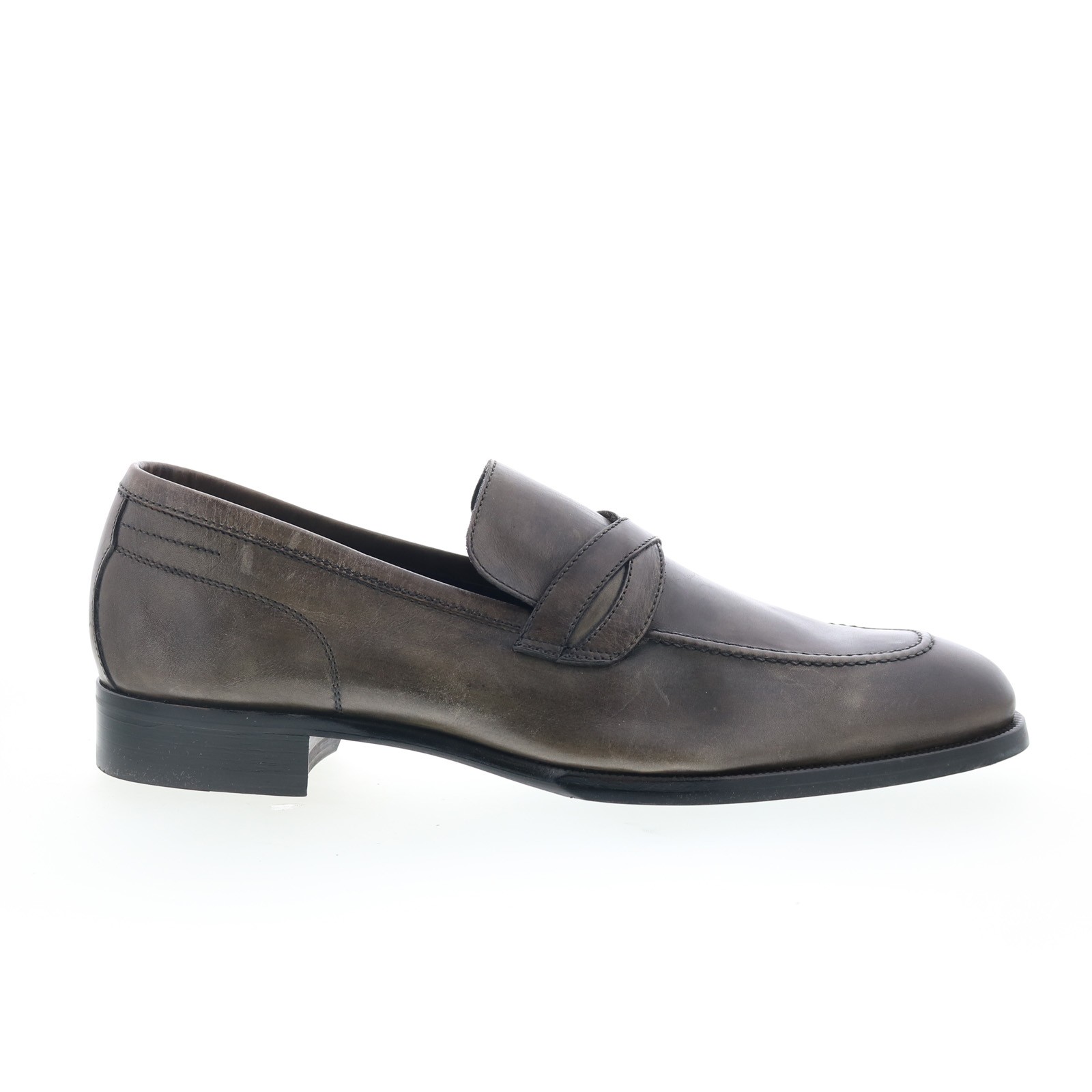 Di Bianco Manzoni Mens Gray Leather Slip On Loafers - Slip Ons Penny Shoes 11 96590₽