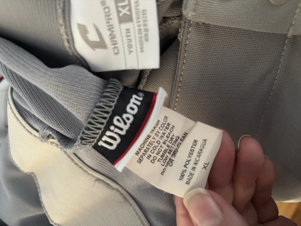 Lote (3) Pantalones de Béisbol Juveniles Champro & Wilson Gris y Blanco - L/XL - Gran Forma  Foto 3 de 4