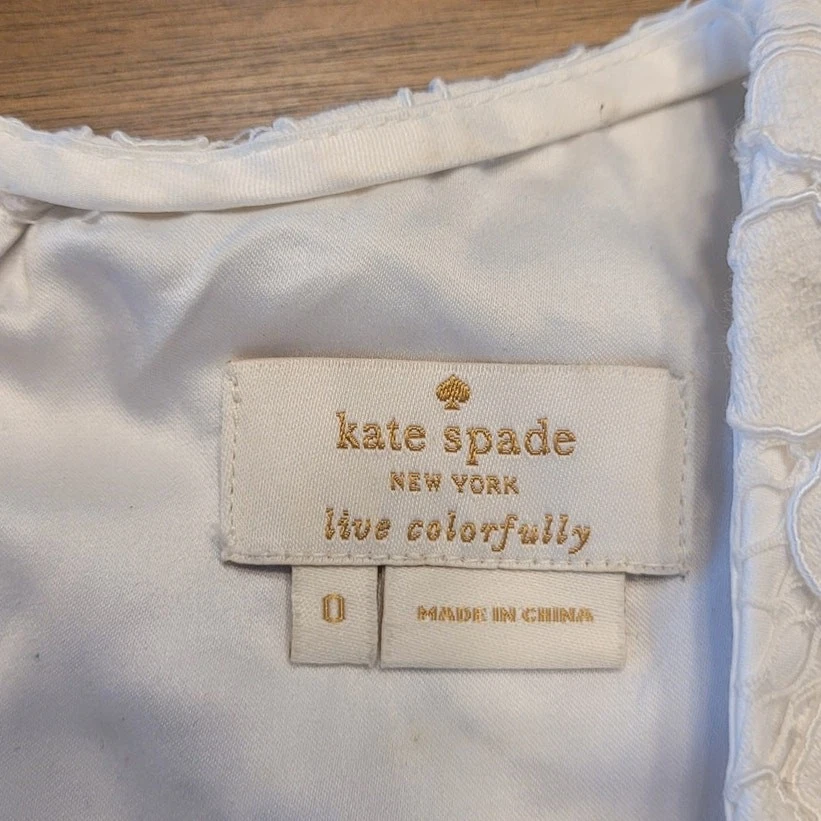 Top Kate Spade New York donna 0 bianco arazzo pizzo manica 3 4 femminile elegante