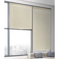 Lumi Honeycomb Cellular Shade 64" x 36" Room Darkening Cordless Polyester Ivory