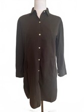 Everlane Washed Black Oversized Shirt Dress Cotton Button Front Long Sleeve 0