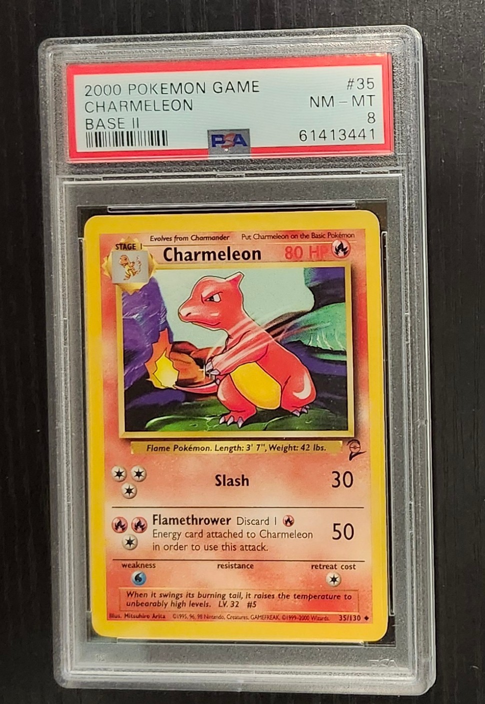 2000 POKEMON BASE SET 2 Card # 35 CHARMELEON PSA 8 Base II