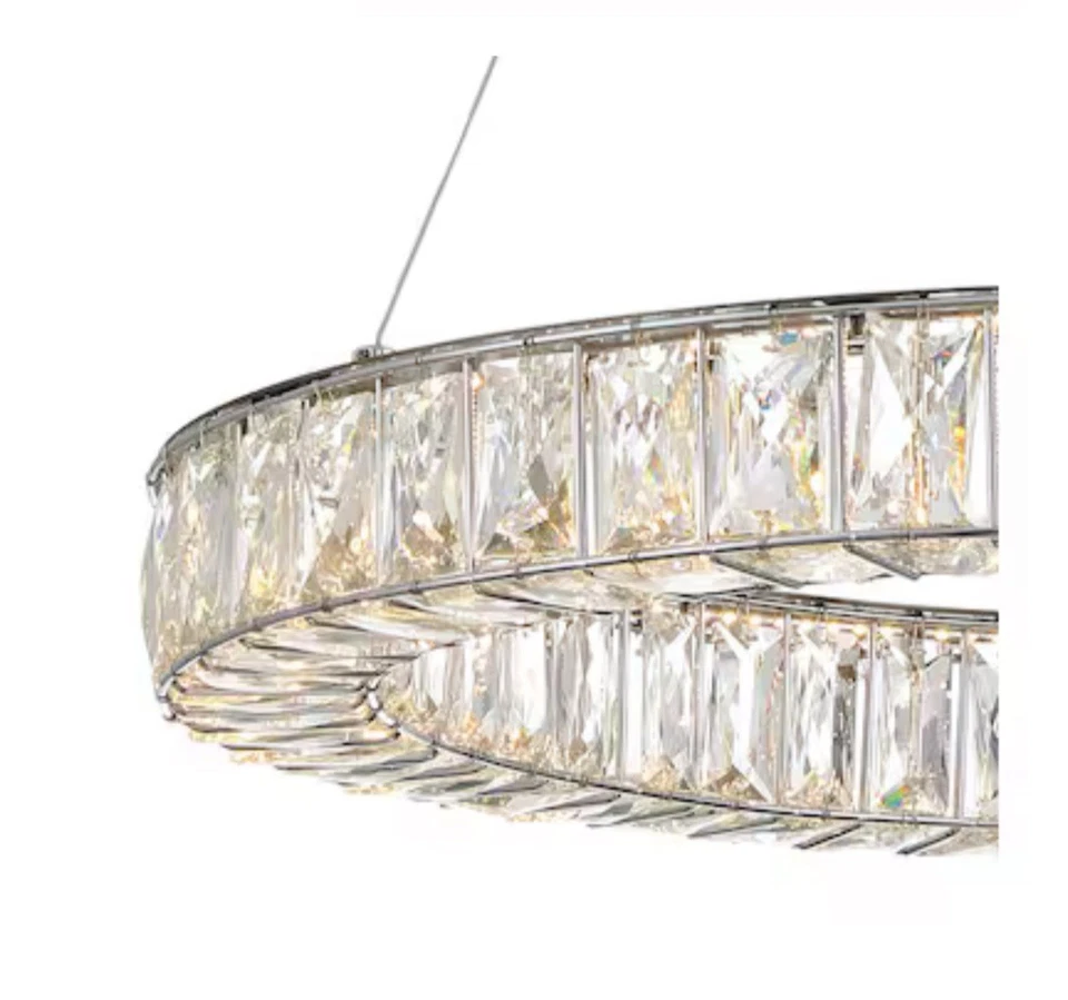allen + roth Aurelis Gloss Chrome Glam Integrated LED Crystal 5336397 Chandelier - Image 4 of 4