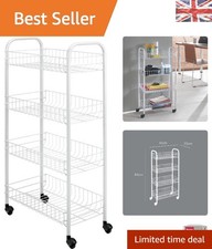 Image of Durable 4-Tier Rolling Trolley in White - Effortless Organization for Every Room