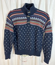 POLO by Ralph Lauren Nordic Fair Isle Sweater Navy Cotton Linen Cashmere Mens XL