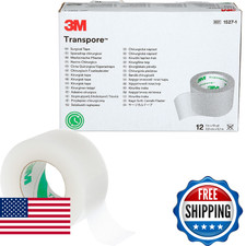 3M Transpore Surgical Tape 1527-1, 1" x 10yd, 12 rolls/box, Clear, Perforated