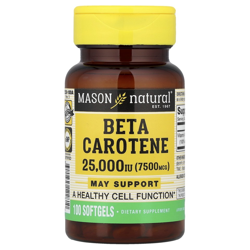 Beta Carotene, 7,500 mcg (25,000 IU), 100 Softgels