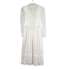 Vintage Jessica McClintock Wedding Dress Lace Victorian White Beaded NO FLAWS- 4