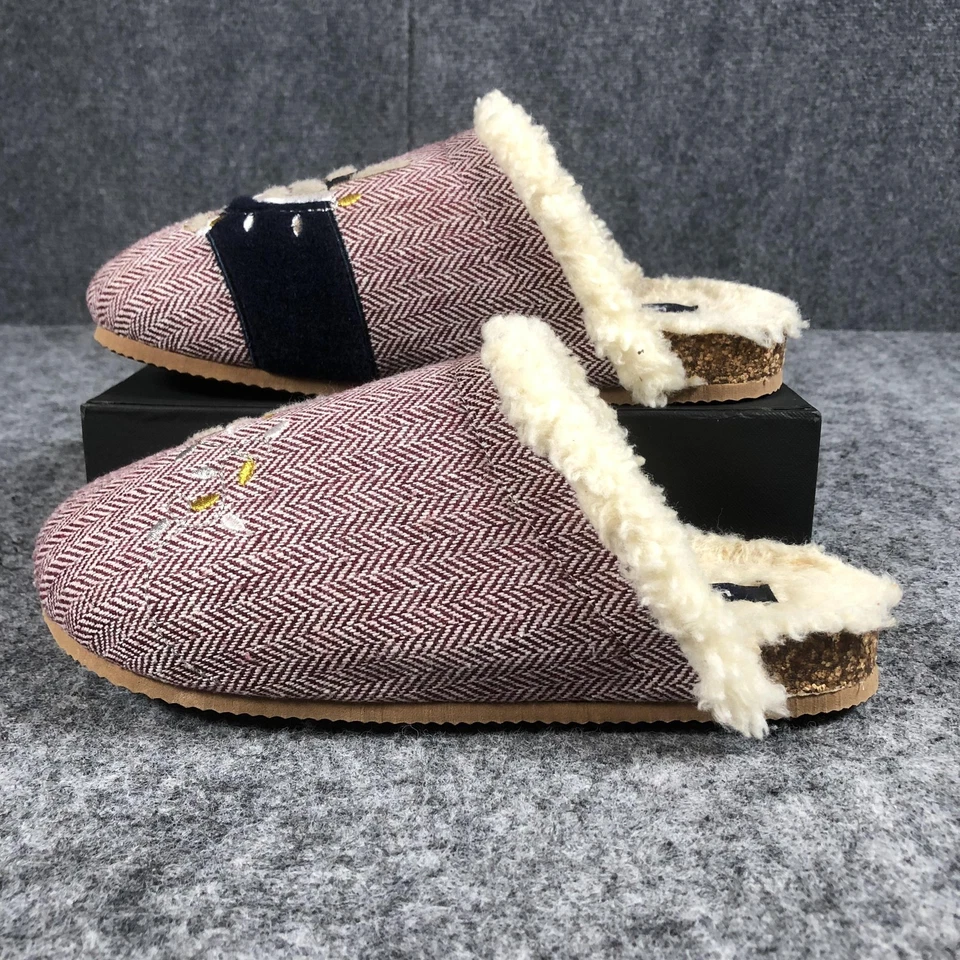 Zapatillas Zapatos Lands End Mujer Talla 9 Marrón Espiga Perro Frenchie Zueco Foto 4 de 4