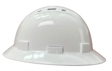 6 Points White Full Brim Hard Hat with with Fas-trac Suspension