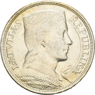 Künker: Lettland 5 Lati 1929 Silber