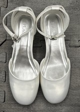 The Children's Place Girls White Mary Jane Block Heel Ankle Strap Shoes 6